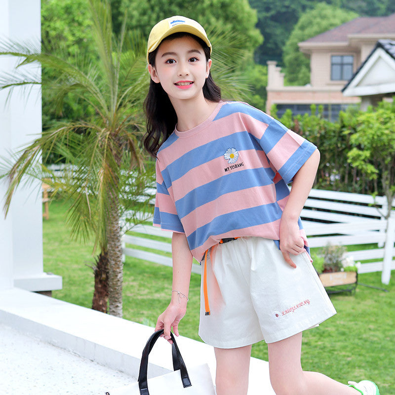 Children's Short-sleeved Shorts Suit Cotton T-shirt Boys And Girls Suit