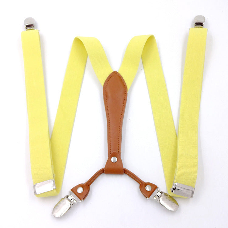 Big Children's Suspender Bow Tie Candy Color Suspenders Women's Elastic Strap Clip