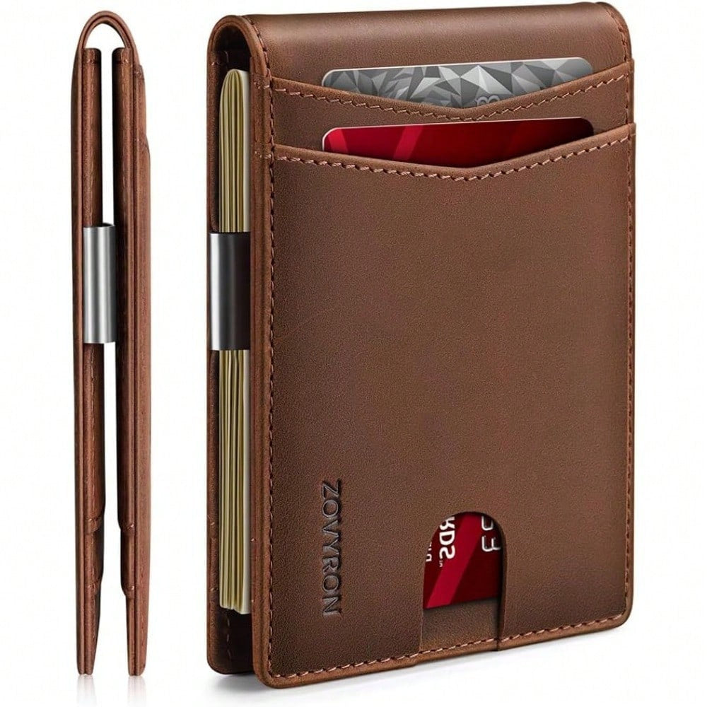 Wallet For Men Slim Bifold Leather Wallet With Money Clip RFID Blocking Minimalist Card Holder Front Pocket Mens Wallet