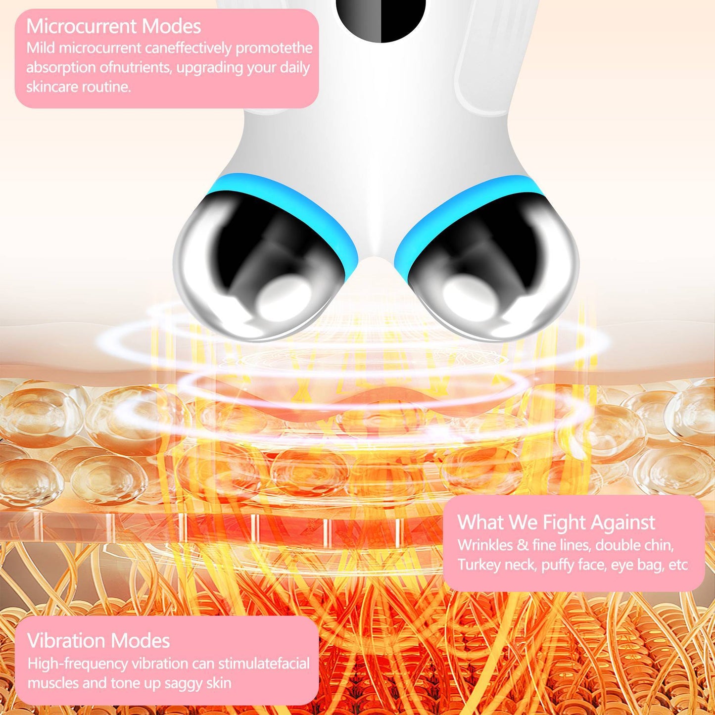 Anti Aging And Wrinkles Microcurrent Facial Device, Boost Skin Care Absorption