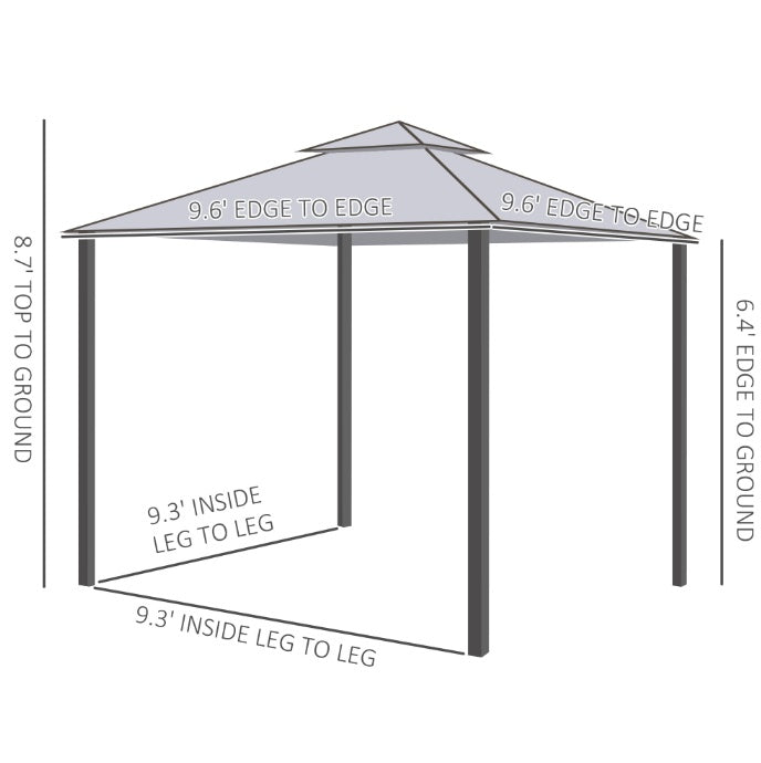 10' X 10' Gazebo Outdoor Canopy With Soft Top, Double Roof And Netting Walls, Steel Frame For Garden, Lawn, Backyard And Deck, Gray