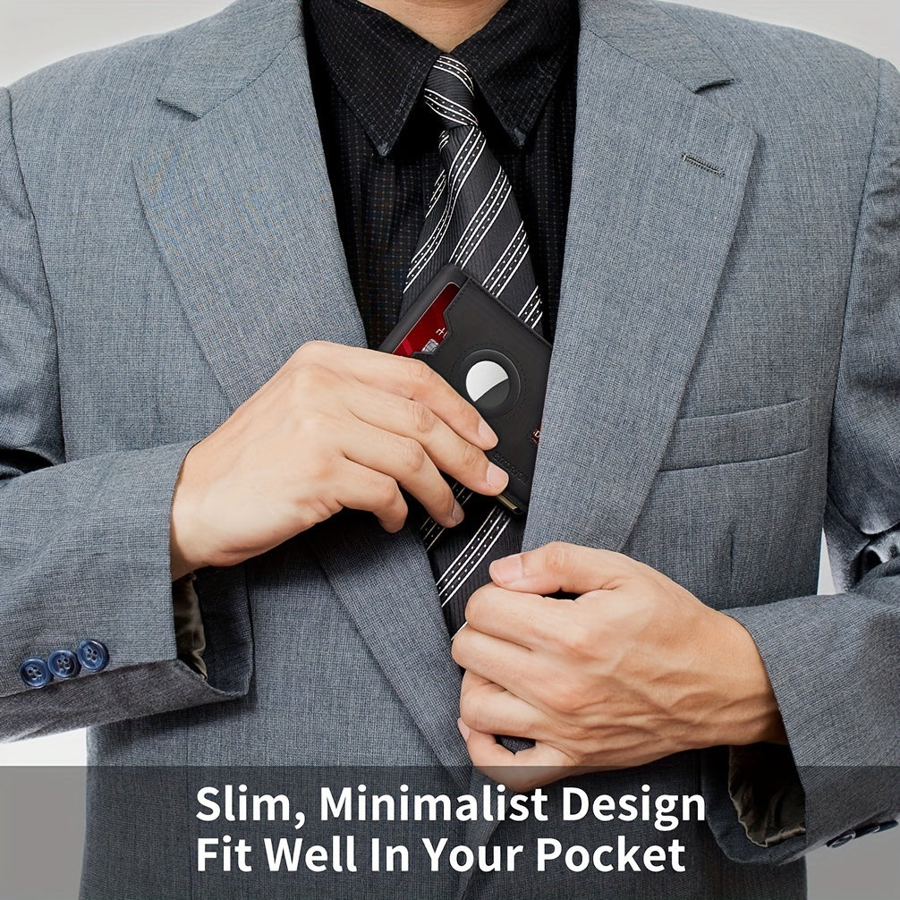 Genuine Leather Bifold Wallet For Men, Slim, RFID Blocking Card Holder Wallet, Minimalist Front Pocket Mens Wallet With Money Clip, ID Window