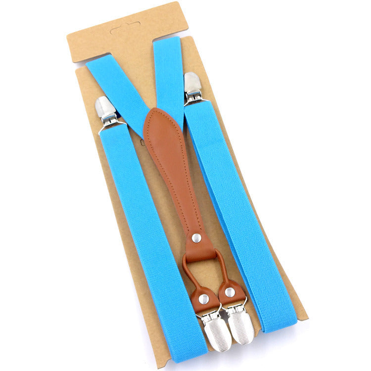 Big Children's Suspender Bow Tie Candy Color Suspenders Women's Elastic Strap Clip