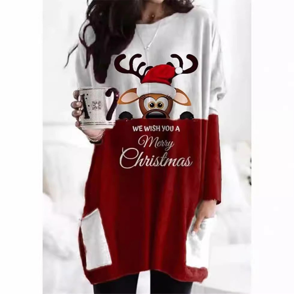 Christmas Dress Loose Oversized Long Sleeves
