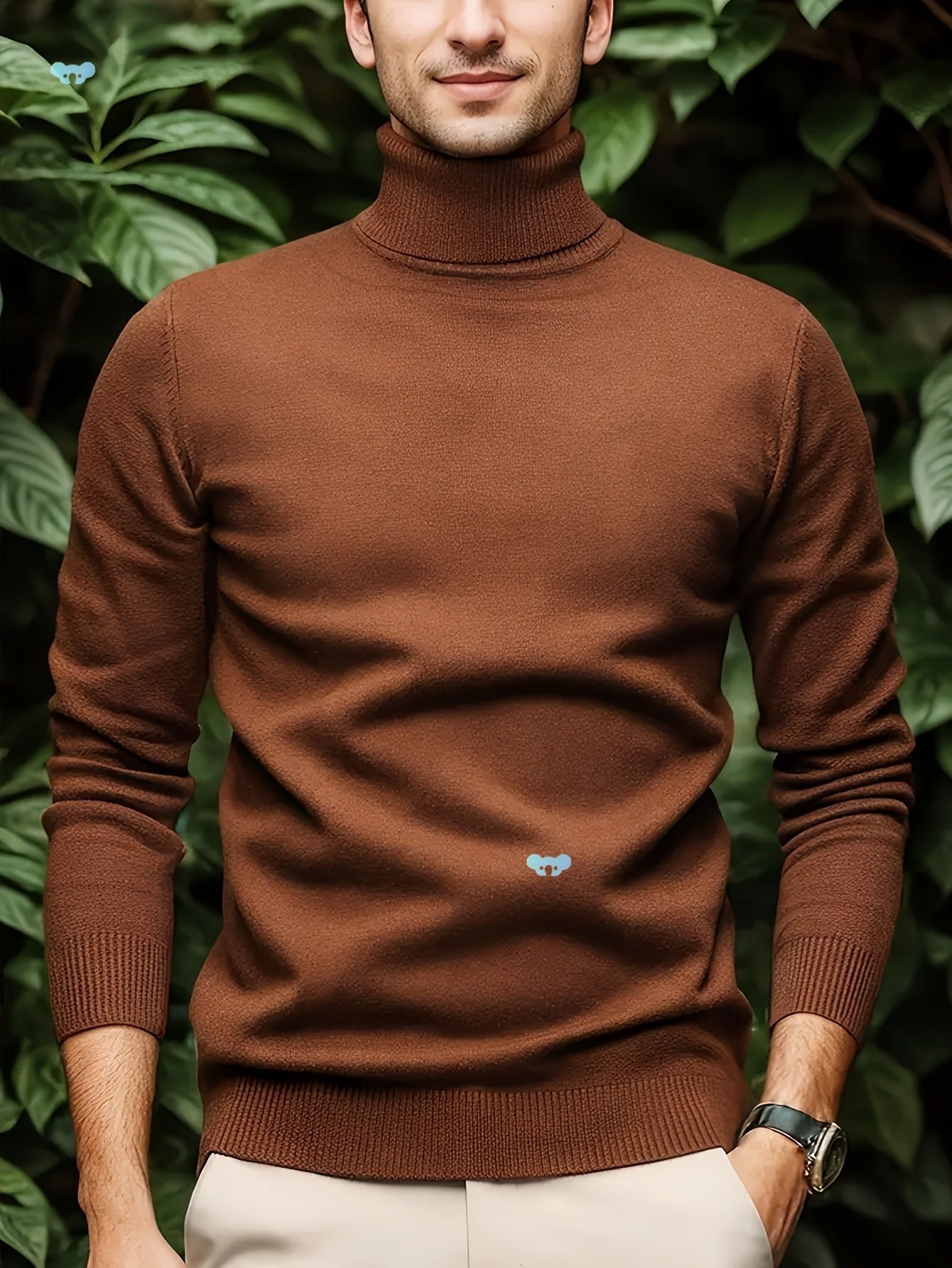 Men's Solid Color Versatile Soft Viscose Turtleneck Sweater