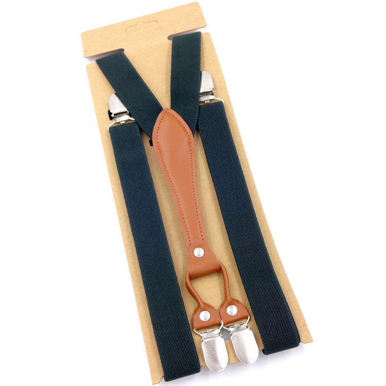 Big Children's Suspender Bow Tie Candy Color Suspenders Women's Elastic Strap Clip