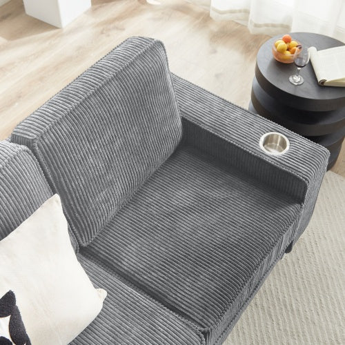 83.86Corduroy Fabric Sofa,Modern Compressed Couch,3-Seater Sofa, Furniture For Living Room,Bedroom,office