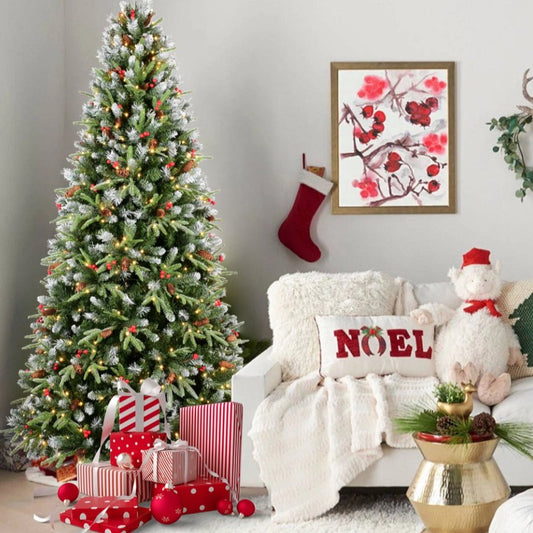 4ft PE PVC Tree Red Fruit 35pcs Pine Cone 35pcs