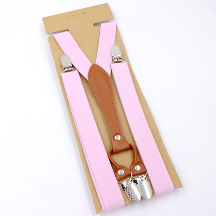 Big Children's Suspender Bow Tie Candy Color Suspenders Women's Elastic Strap Clip