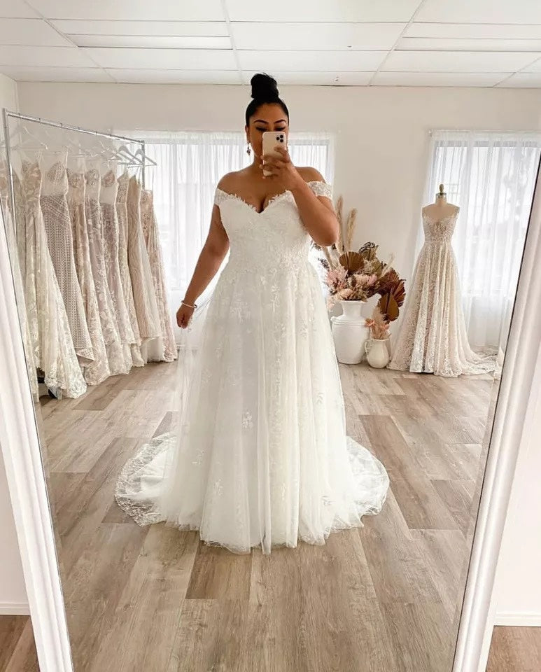 Wedding Dress Plus Size A-Line Off The Shoulder