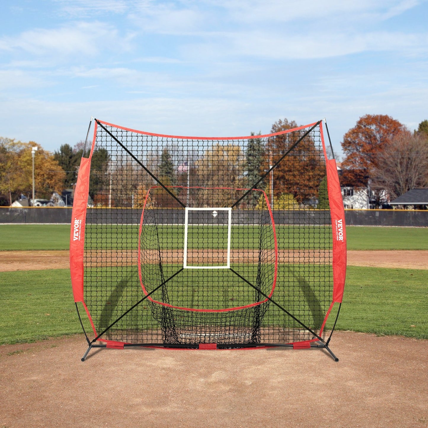 7x7 Ft Baseball Softball Practice Net, Portable Baseball Training Net For Hitting Batting Catching Pitching, Backstop Baseball Equipment With Bow Frame, Carry Bag, Strike Zone, Ball, Batting Tee