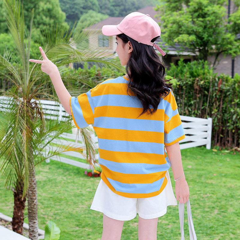 Children's Short-sleeved Shorts Suit Cotton T-shirt Boys And Girls Suit