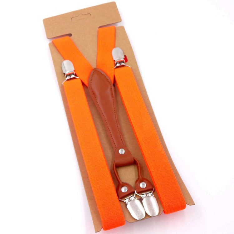 Big Children's Suspender Bow Tie Candy Color Suspenders Women's Elastic Strap Clip