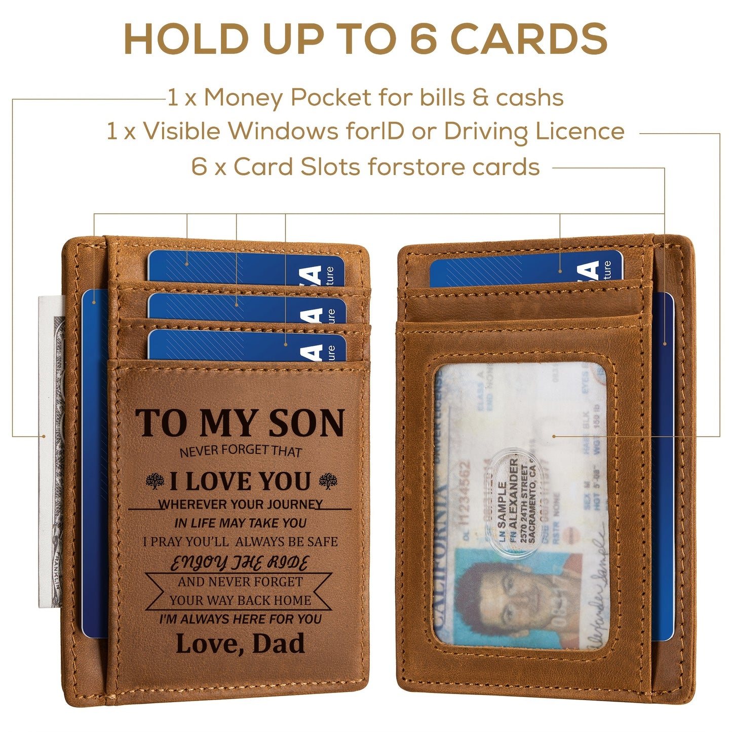 Mens Wallet RFID Blocking Wallets For Men Slim Wallets, 1 ID Window Front Pocket Wallet