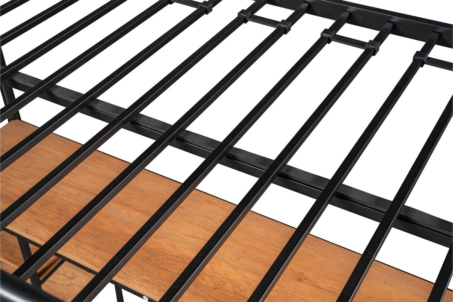 Twin-Size Loft Bed With Built-in Table & Shelves - Heavy-Duty Metal