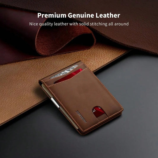 Wallet For Men Slim Bifold Leather Wallet With Money Clip RFID Blocking Minimalist Card Holder Front Pocket Mens Wallet
