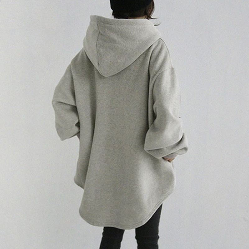 Casual Long Sleeve Pocket Hooded Drawstring Loose Sweatshirt