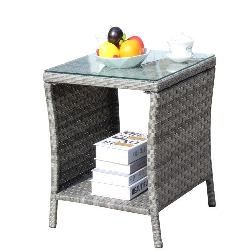 Outdoor Patio Furniture 1 Coffee Table With Clear Tempered Glass