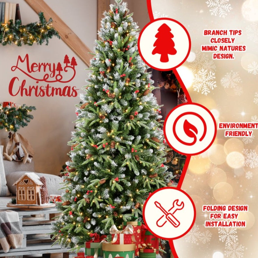 4ft PE PVC Tree Red Fruit 35pcs Pine Cone 35pcs