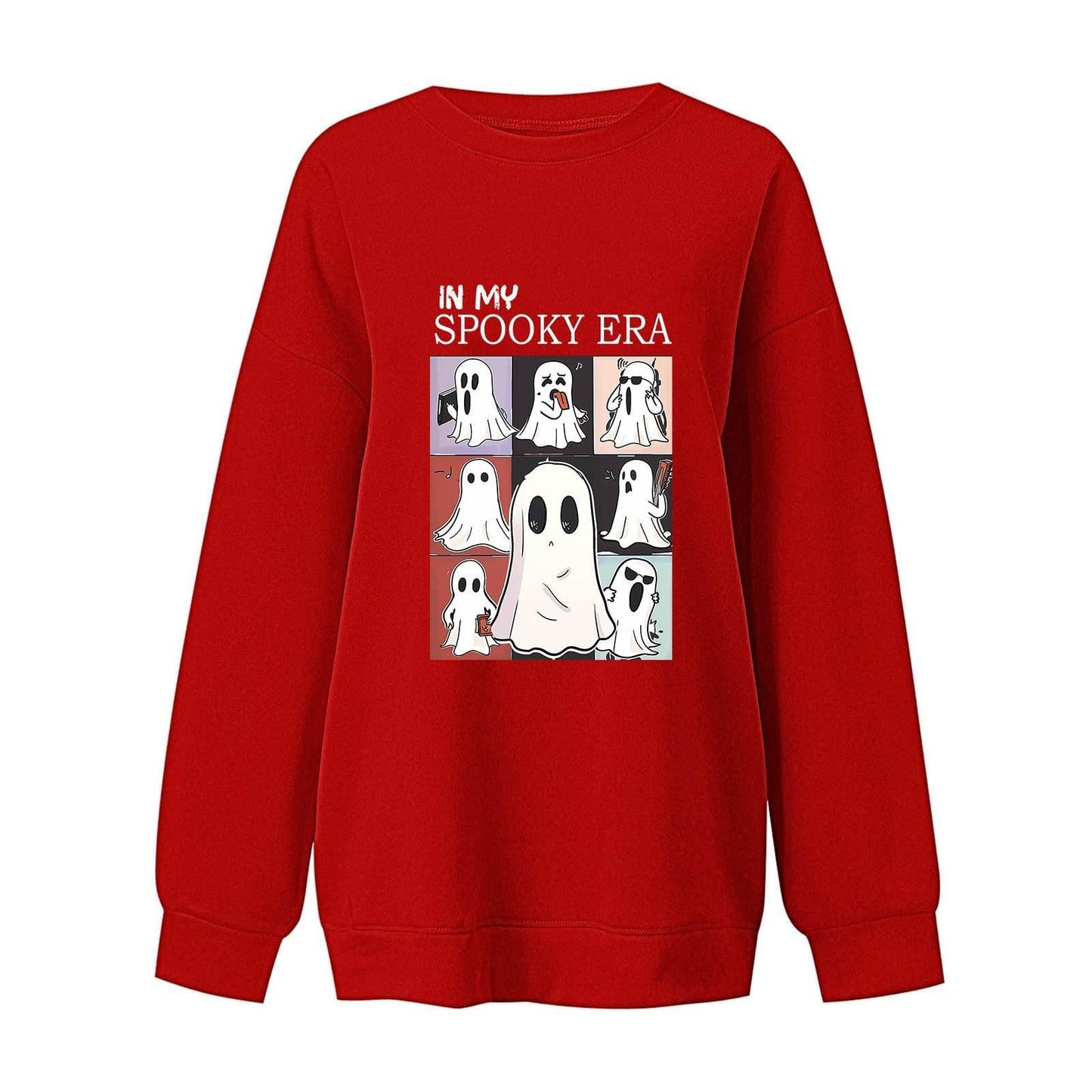 Women's Sweatshirt Halloween Cute Ghost Pattern Long Sleeve Sweater