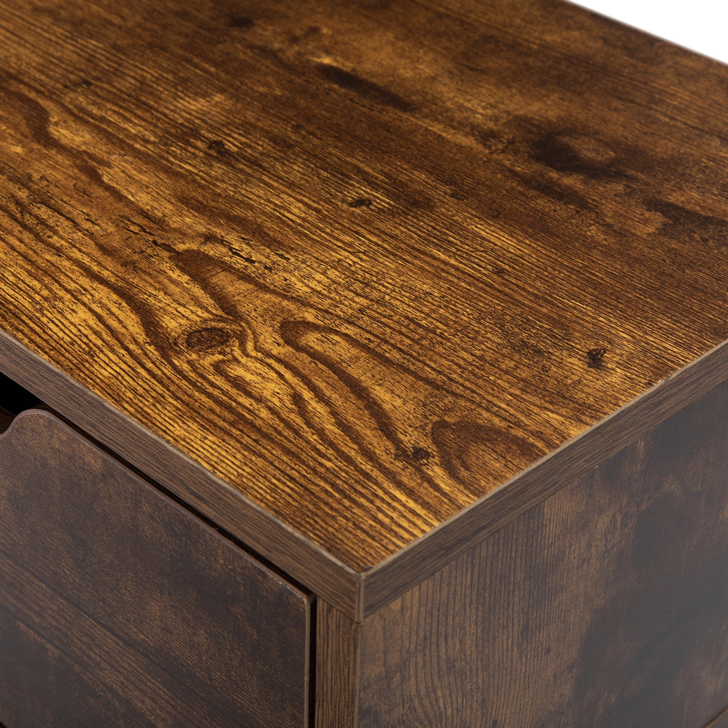 Set Of 2 Mid Century Wood Side Tables W  Storage Drawer For Bedroom,Brown Black