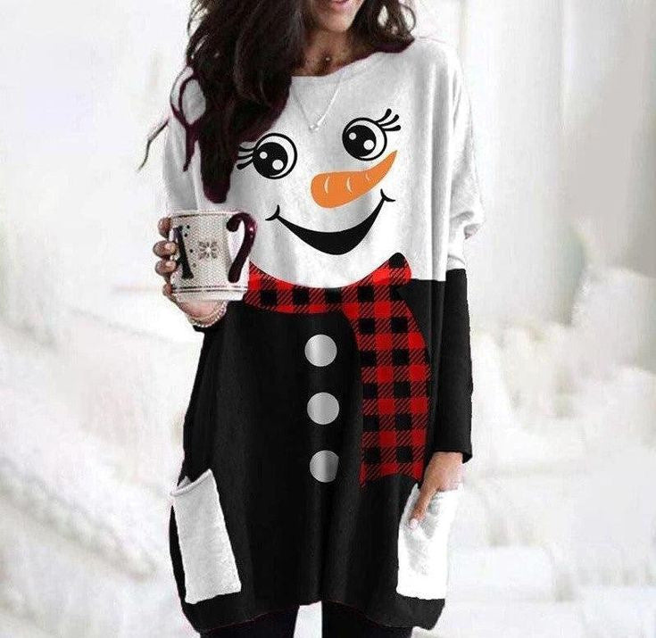 Christmas Dress Loose Oversized Long Sleeves