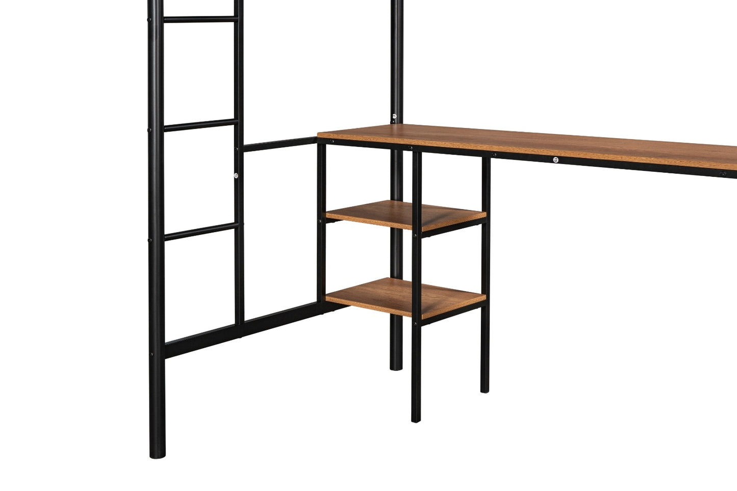 Twin-Size Loft Bed With Built-in Table & Shelves - Heavy-Duty Metal