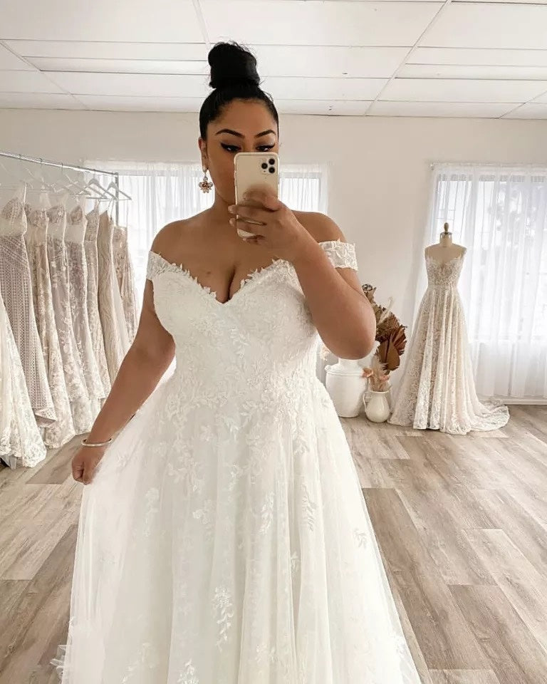 Wedding Dress Plus Size A-Line Off The Shoulder