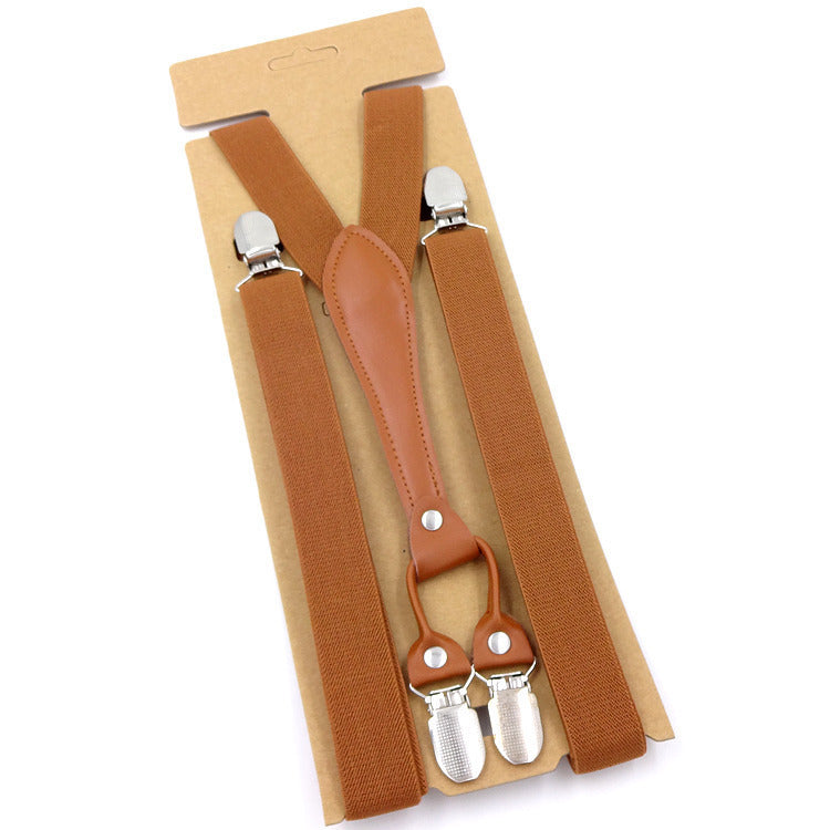 Big Children's Suspender Bow Tie Candy Color Suspenders Women's Elastic Strap Clip