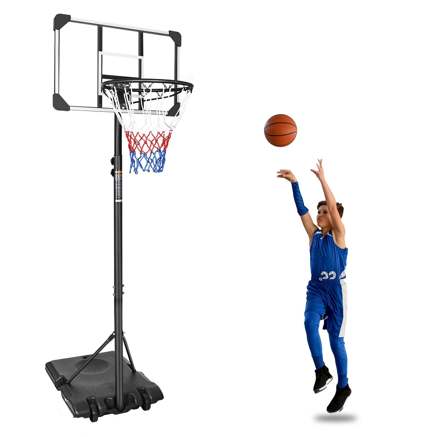 Portable Basketball Goal System With Base & Wheels, Indoor Outdoor Use For Teens
