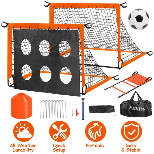 1Set Kids Soccer Goals Set For Yard Portable Soccer Training Equipment With Cones Agility Ladder Target Carry Bag For Toddler Outdoor Sport Play