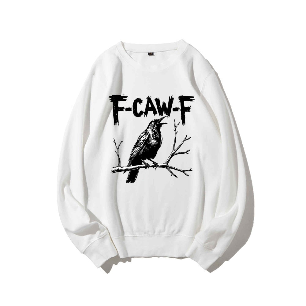 Crow Pattern Printing Autumn New Loose Daily Leisure Men's Women's Pullover