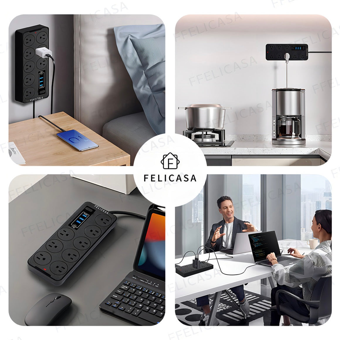 F FELICASA 12-in-1 Power Strip