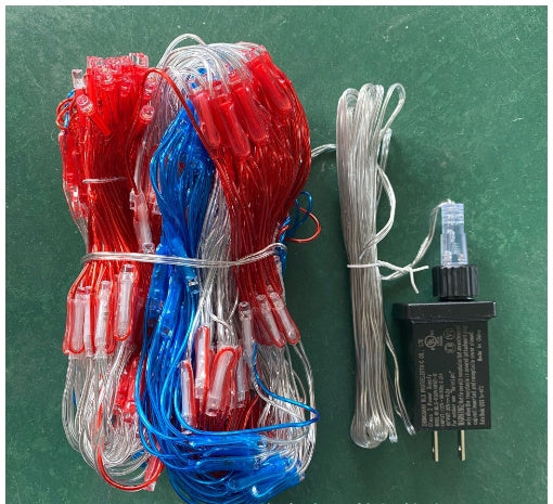 American Flag Net Light Independence Day Decorative String Lights Solar Flag