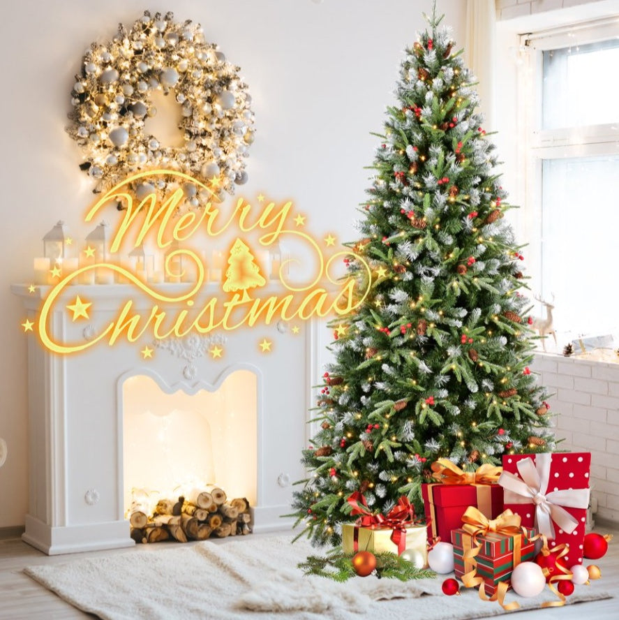 4ft PE PVC Tree Red Fruit 35pcs Pine Cone 35pcs