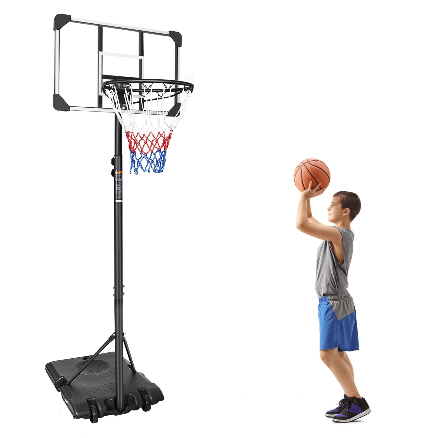 Portable Basketball Goal System With Base & Wheels, Indoor Outdoor Use For Teens