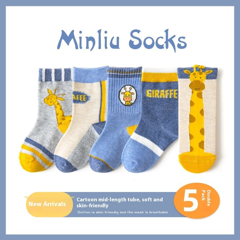 Autumn And Winter Cartoon Dinosaur Mid-calf Cotton Warm Sports Boys' Socks