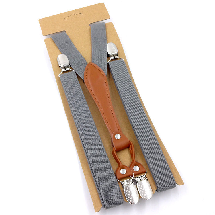 Big Children's Suspender Bow Tie Candy Color Suspenders Women's Elastic Strap Clip