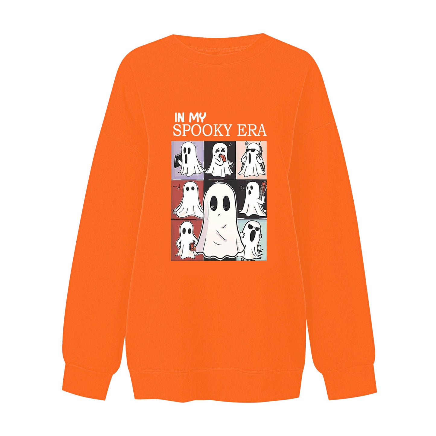 Women's Sweatshirt Halloween Cute Ghost Pattern Long Sleeve Sweater