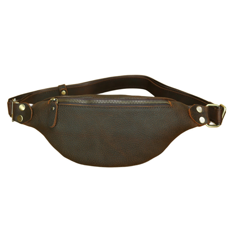 Men's Bag Retro Crazy Horse Leather Chest Bag First Layer Crossbody