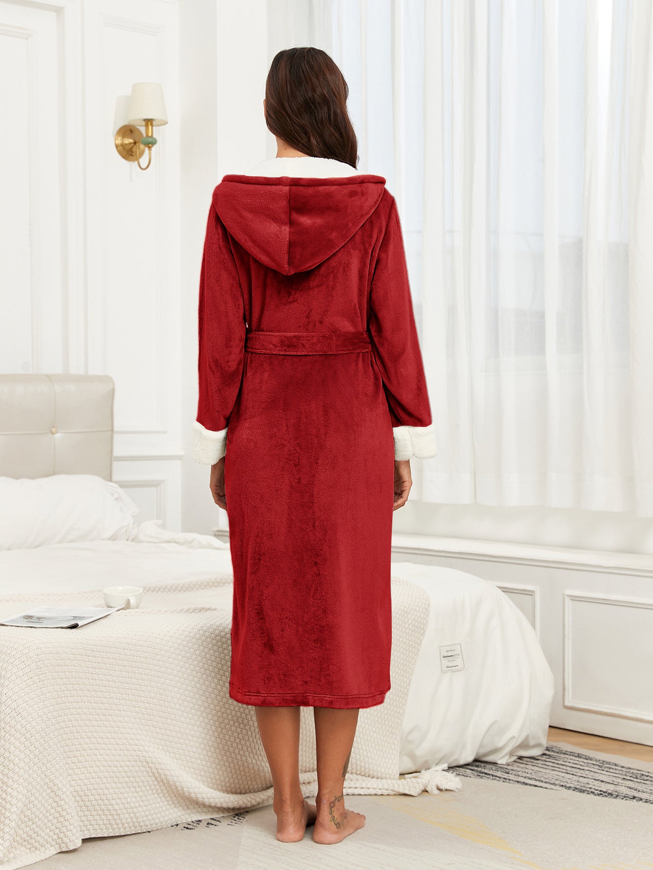 RONGTAI Ladies Long Fleece Bathrobe