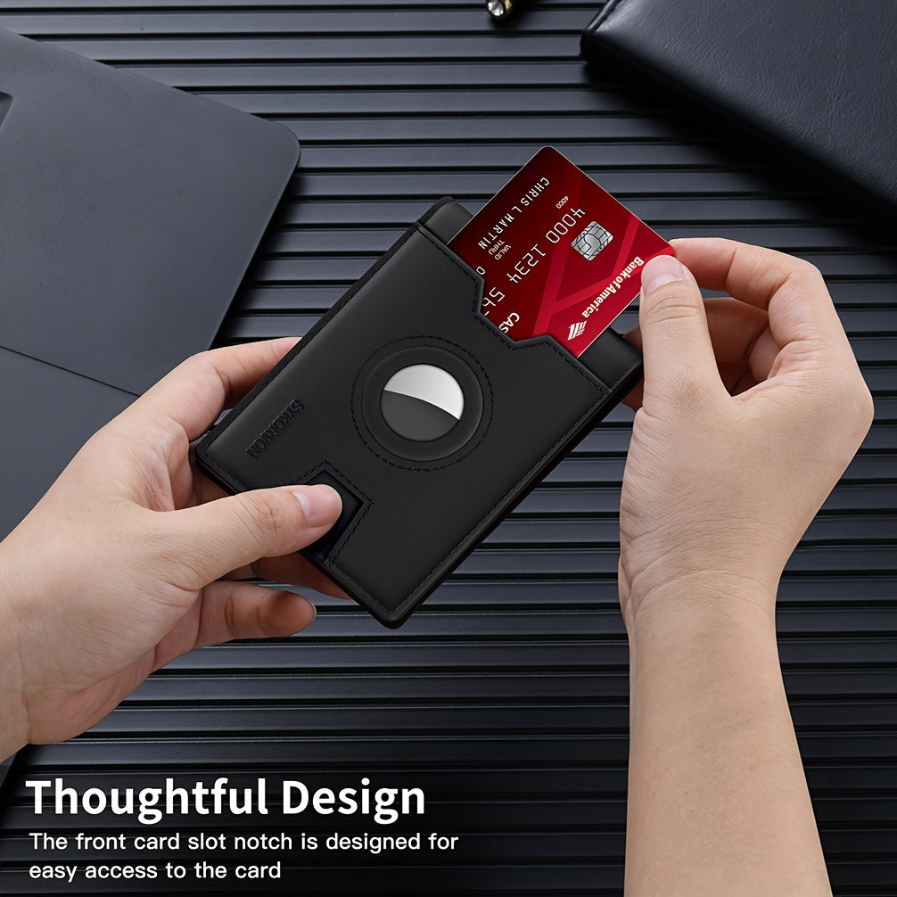 Genuine Leather Bifold Wallet For Men, Slim, RFID Blocking Card Holder Wallet, Minimalist Front Pocket Mens Wallet With Money Clip, ID Window