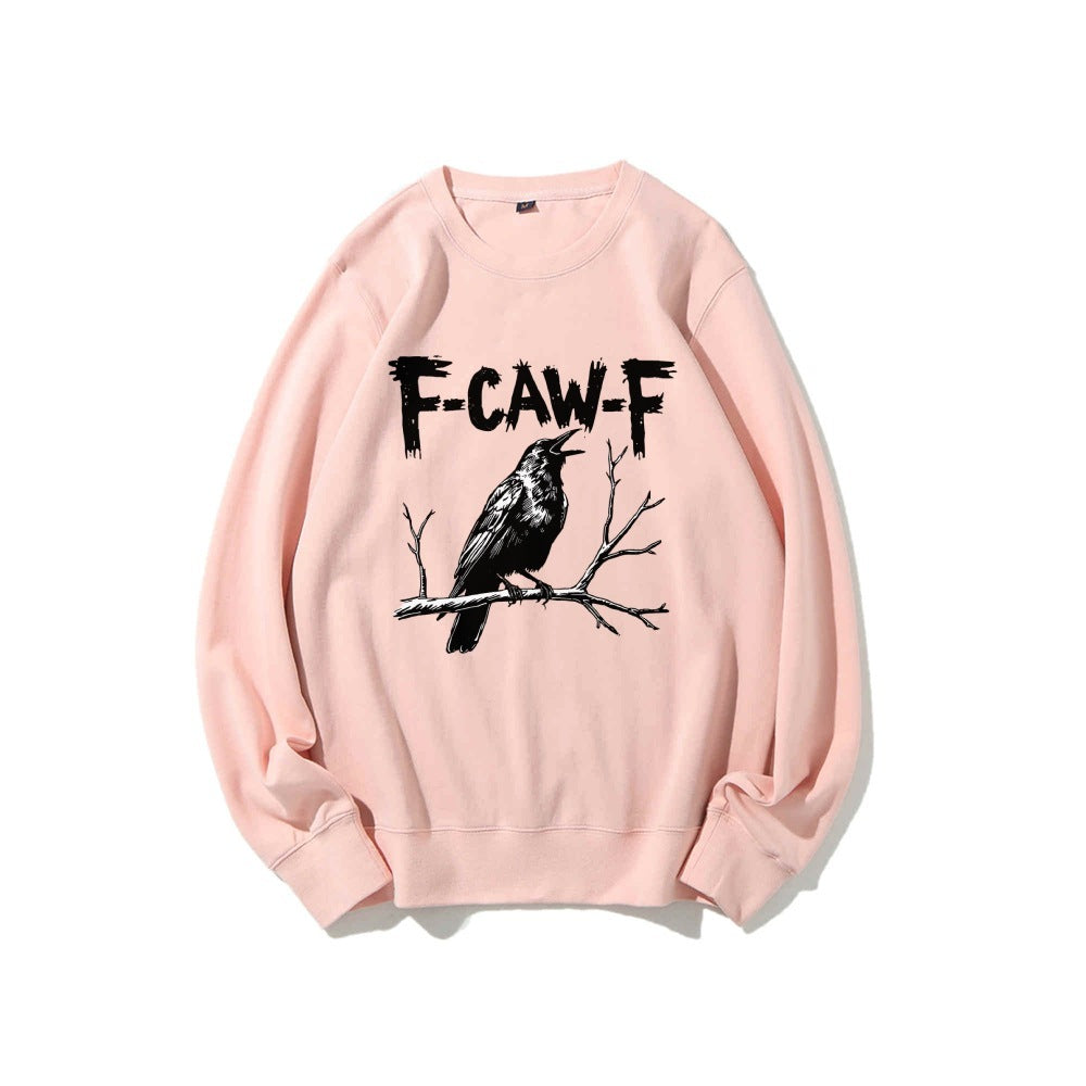 Crow Pattern Printing Autumn New Loose Daily Leisure Men's Women's Pullover