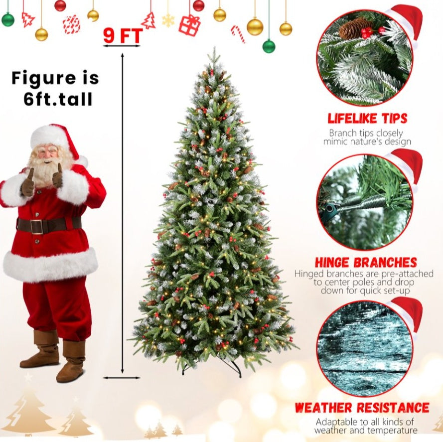 4ft PE PVC Tree Red Fruit 35pcs Pine Cone 35pcs