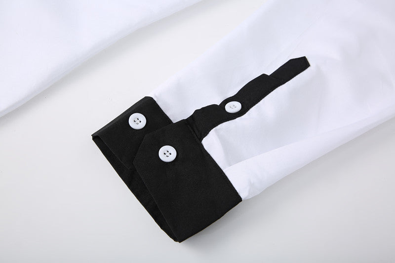 A Handsome Business And Fashionable Long-sleeved Shirt With Contrasting Colors For A Teenage Man