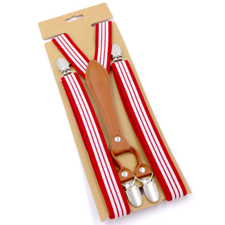 Big Children's Suspender Bow Tie Candy Color Suspenders Women's Elastic Strap Clip