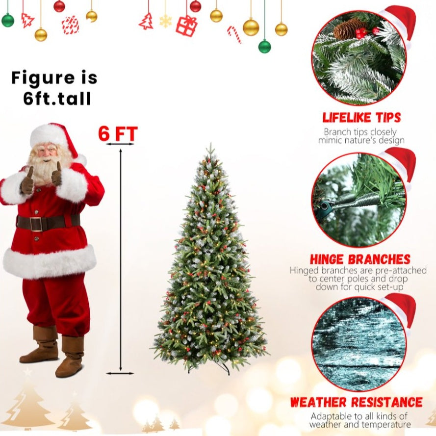 4ft PE PVC Tree Red Fruit 35pcs Pine Cone 35pcs