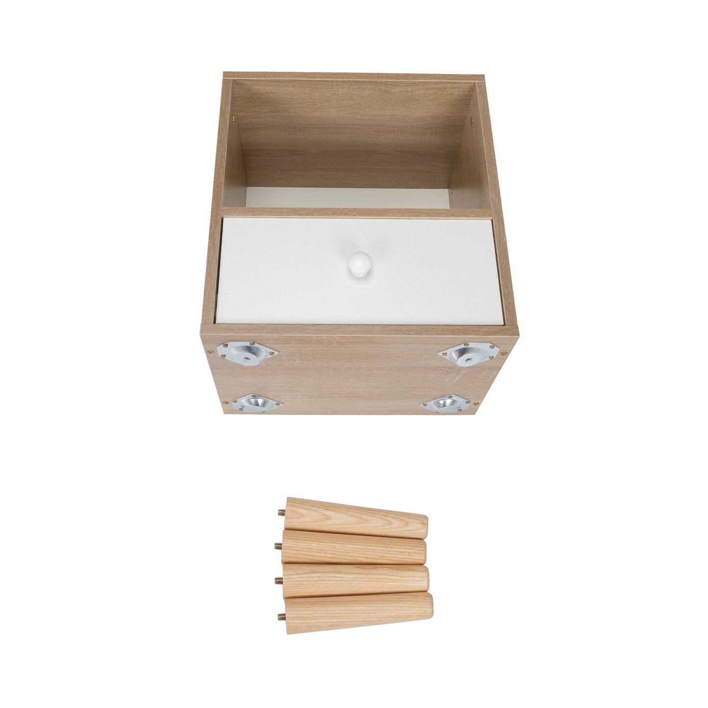 Set Of 2 Mid-Century Wood Nightstands With Drawer And Shelf Storage - Brown