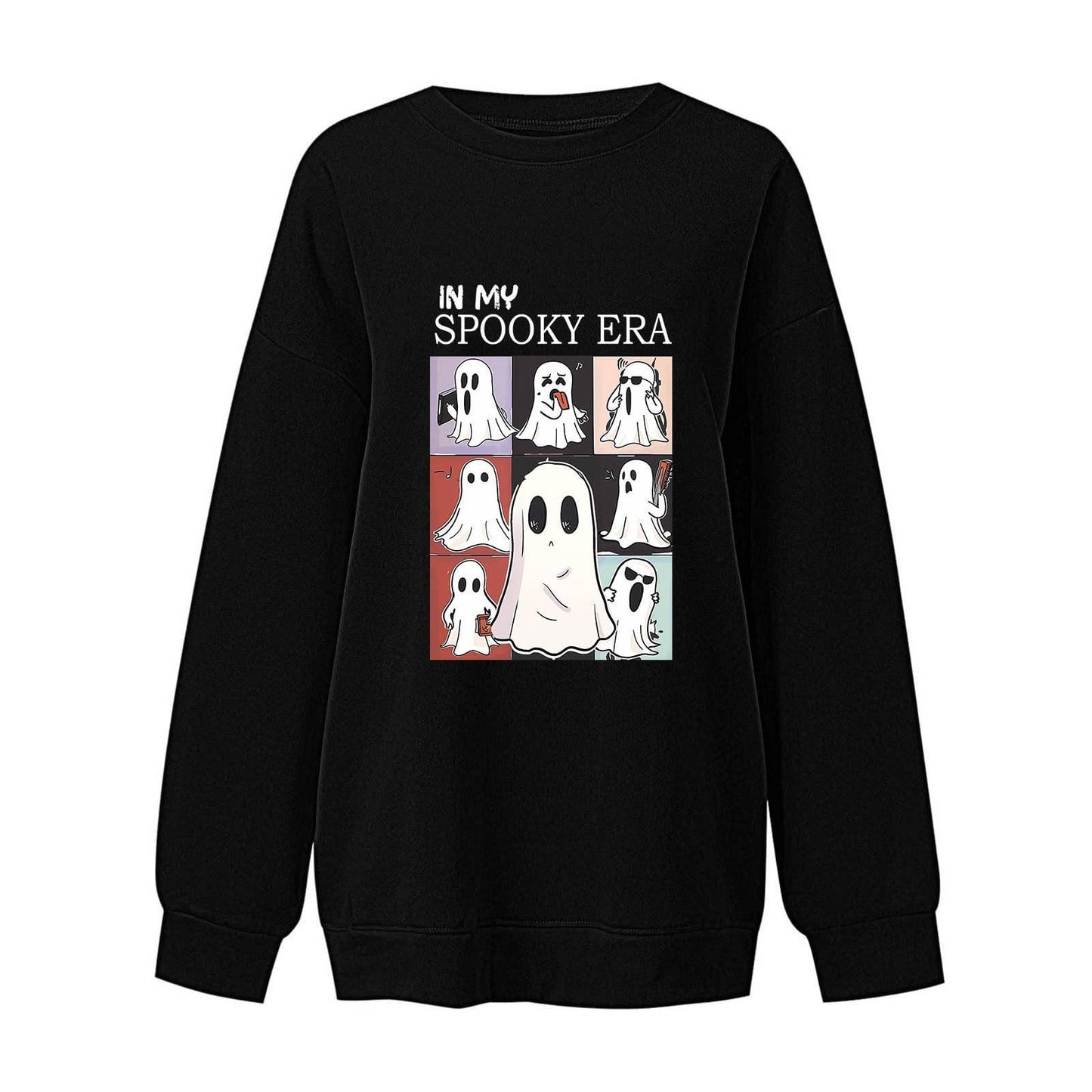 Women's Sweatshirt Halloween Cute Ghost Pattern Long Sleeve Sweater