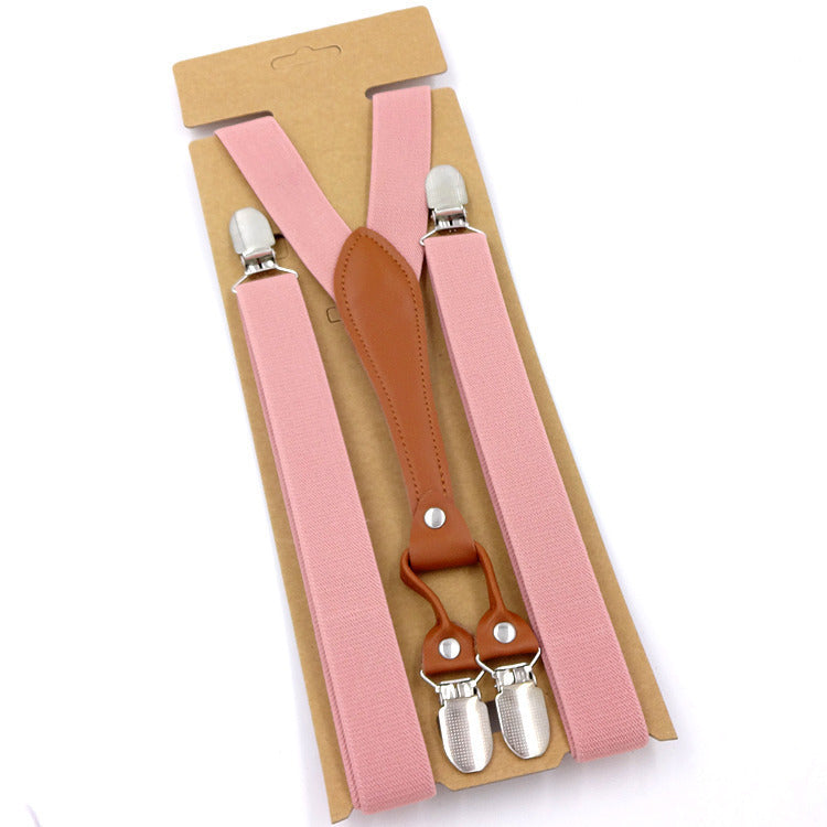 Big Children's Suspender Bow Tie Candy Color Suspenders Women's Elastic Strap Clip